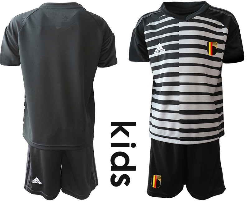 Youth 2021 European Cup Belgium black goalkeeper Soccer Jersey1->belgium jersey->Soccer Country Jersey